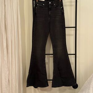 7 For All Mankind Mega Flare Faded Black Denim Jeans